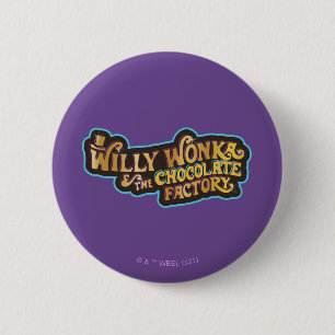 Badge Rond 5 Cm Willy Wonka et le logo de l'usine de chocolat