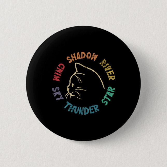 Badge Rond 5 Cm Wind Shind River Star Thunder Sky Cat Feline Pull (Devant)