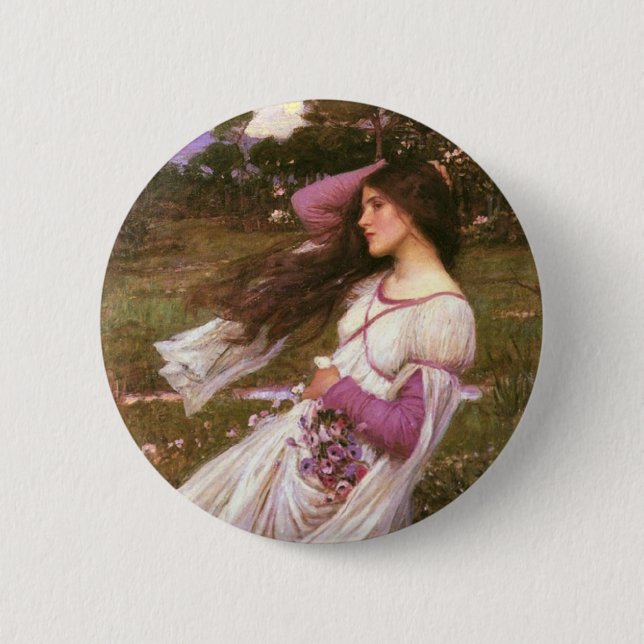Badge Rond 5 Cm Windflowers par John William Waterhouse  (Devant)