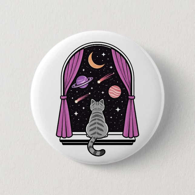 Badge Rond 5 Cm Window Cat (Devant)