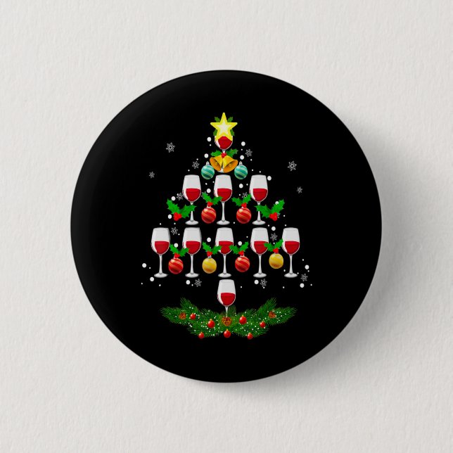 Badge Rond 5 Cm Wine Christmas Tree Ornaments Xmas Pajama Men Wom  (Devant)