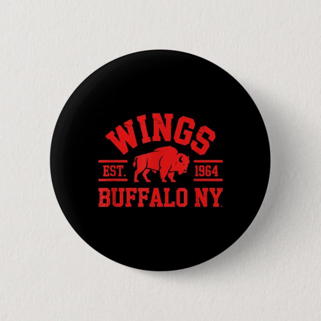Badge Rond 5 Cm Wings Est 1964 Buffalo NY (Devant)