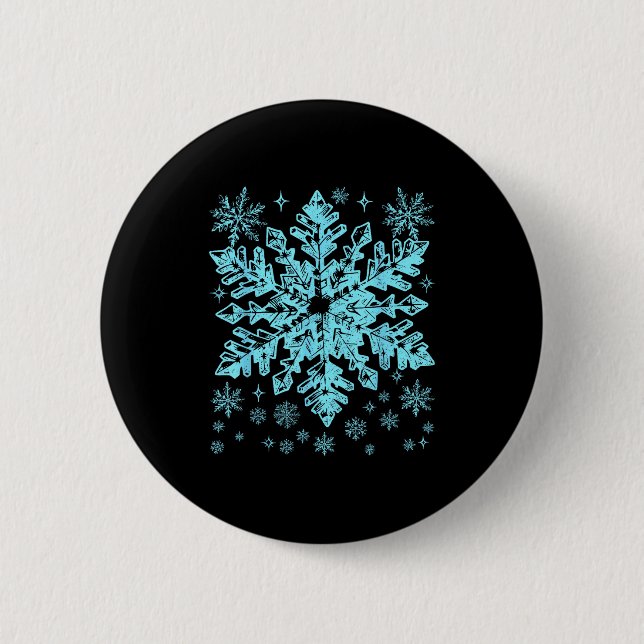 Badge Rond 5 Cm Winter Blue Snowflake Christmas Xmas Costumes Men  (Devant)