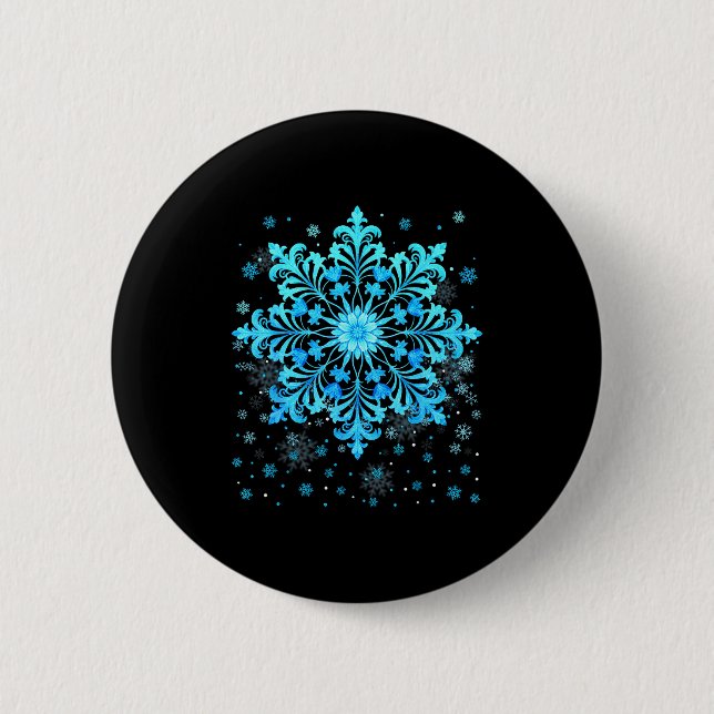 Badge Rond 5 Cm Winter Blue Snowflake Pjs Christmas Xmas Men Women (Devant)