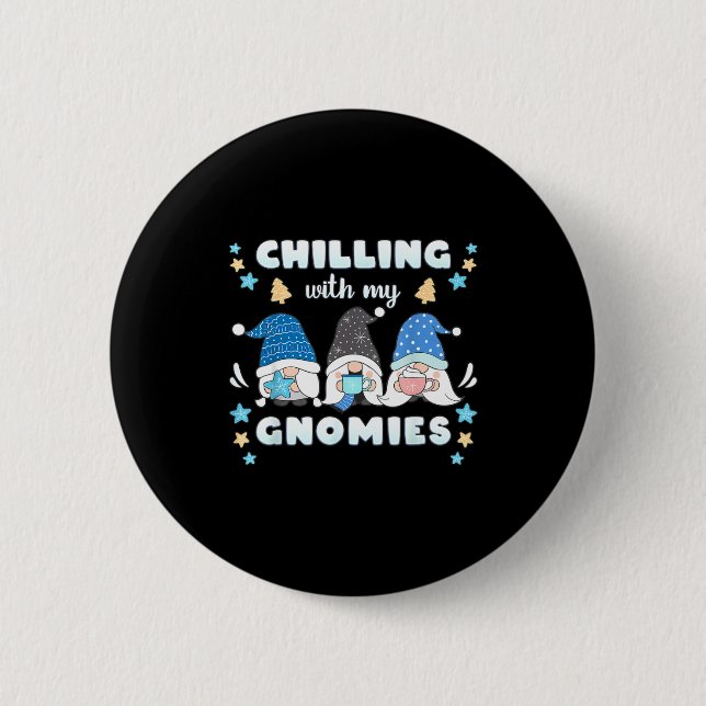 Badge Rond 5 Cm Winter, Funny Nordic Christmas Gnomes  (Devant)