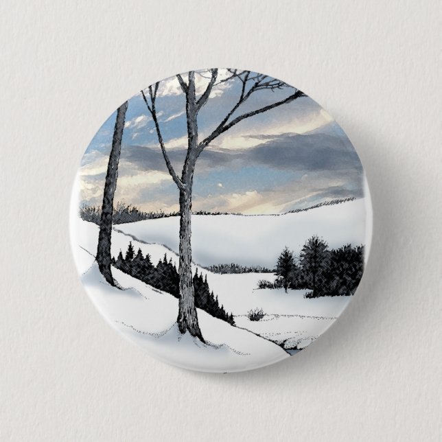 Badge Rond 5 Cm Winter Hillside (Devant)