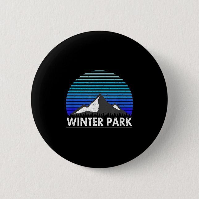 Badge Rond 5 Cm Winter Park Colorado Bluebird Mountain  (Devant)