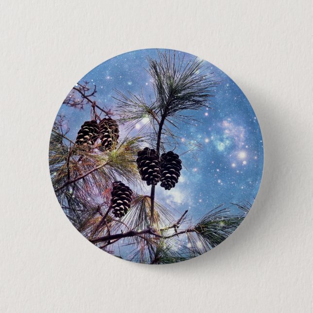 Badge Rond 5 Cm Winter Pine Cones (Devant)