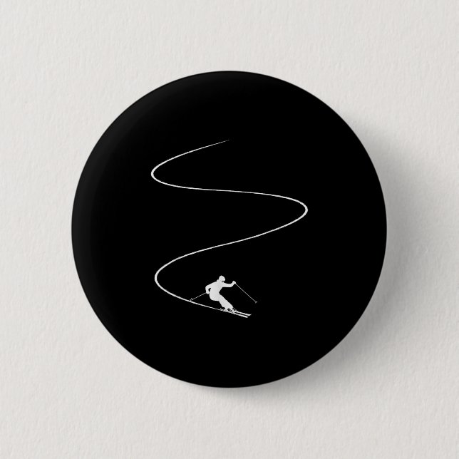 Badge Rond 5 Cm Winter Sports Ski Holidays - Ski Slope Skiing Skie (Devant)