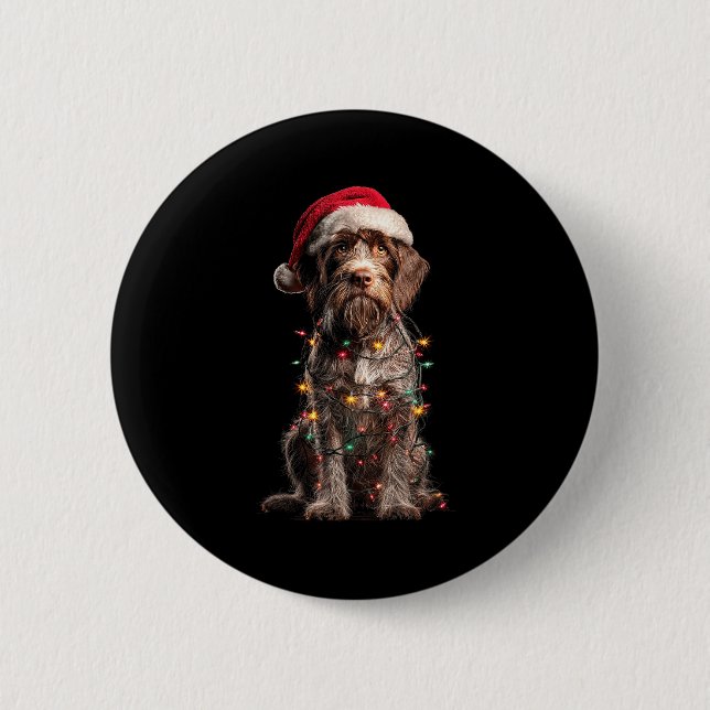 Badge Rond 5 Cm Wirehaired Inting Griffon Christmas Graphics Dog L (Devant)