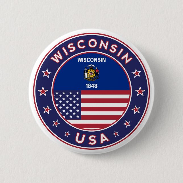 Badge Rond 5 Cm Wisconsin (Devant)