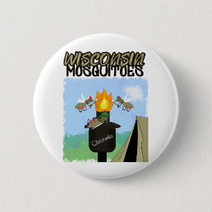 Badge Rond 5 Cm Wisconsin Mosquitoes Cartoon