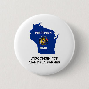 Badge Rond 5 Cm WISCONSIN pour MANDELA BARNES, Bouton SÉNAT