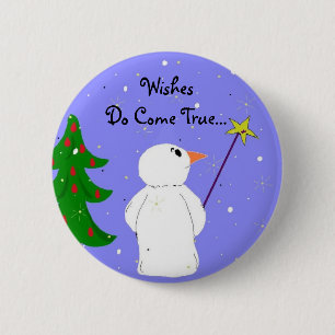 Badge Rond 5 Cm Wish Maker Snowman