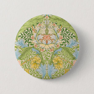Badge Rond 5 Cm Wm Morris Myrtle Floral Art Nouveau Pastel
