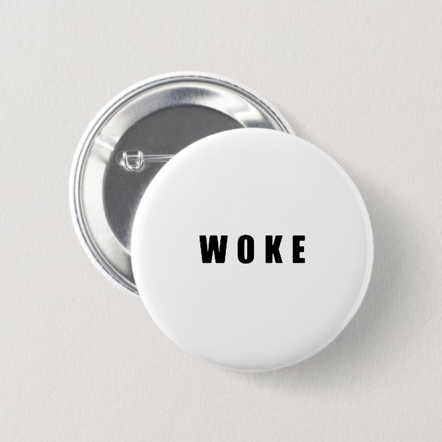 BADGE ROND 5 CM "WOKE" (BRIGHT) (Devant & derrière)