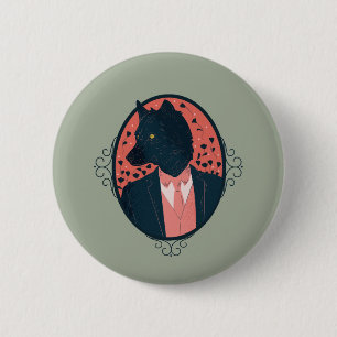 Badge Rond 5 Cm Wolf dans les vêtements humains