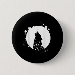 Badge Rond 5 Cm Wolf Hommes Silhouette Animal Motif De l'environne
