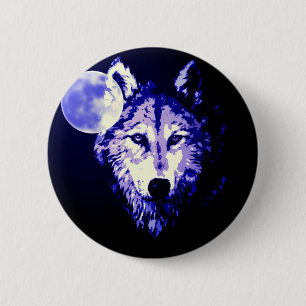 Badge Rond 5 Cm Wolf & Lune noir nuit Collage