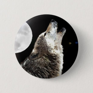 Badge Rond 5 Cm Wolf & Moon