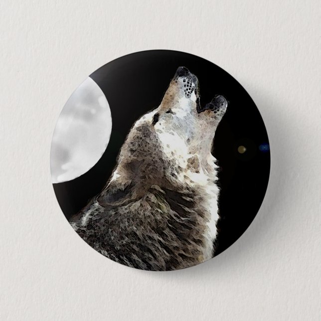 Badge Rond 5 Cm Wolf & Moon (Devant)