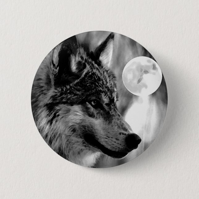 Badge Rond 5 Cm Wolf & Moon (Devant)