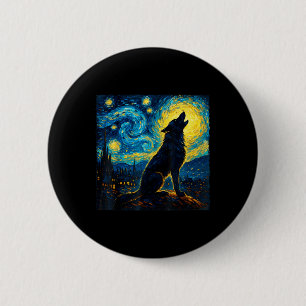 Badge Rond 5 Cm Wolf Starry Night HowHowling Lune Dons Drôle Pour