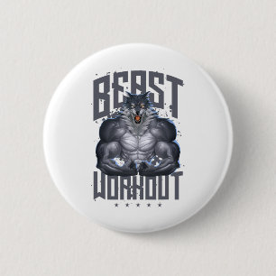 Badge Rond 5 Cm Wolf Workout Beast Fitness Fitness Bodybuilding Mu