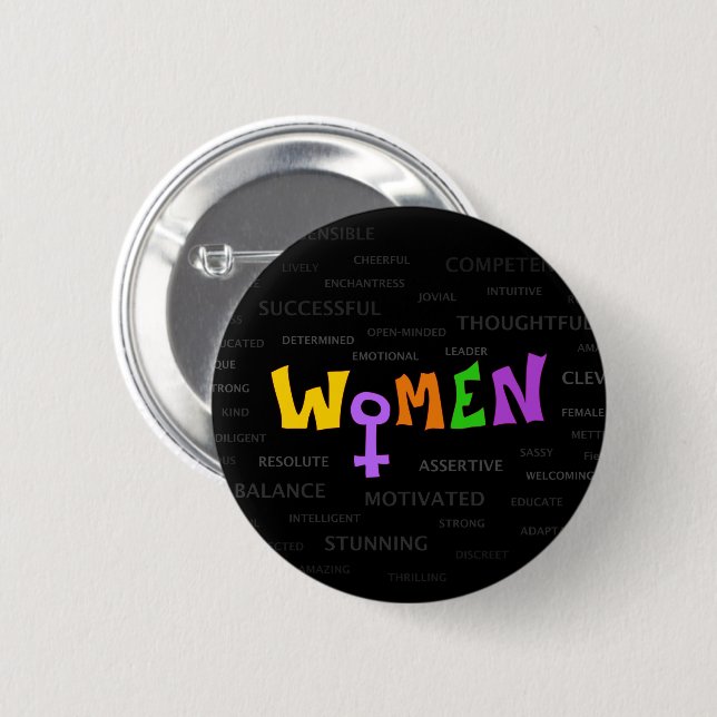 Badge Rond 5 Cm Woman up! (Devant & derrière)