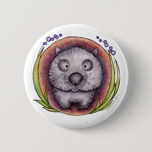 Badge Rond 5 Cm "Wombie" l'insigne de bouton de wombat