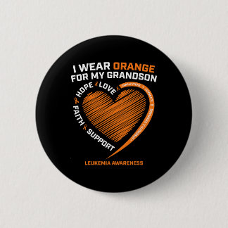 Badge Rond 5 Cm Women Men I Wear Orange For My Grandson Leukemia