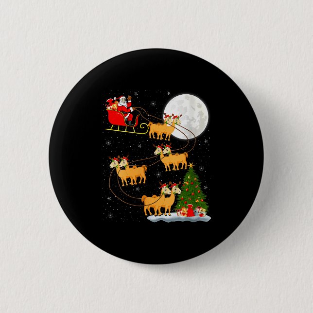 Badge Rond 5 Cm Womens Alpaca Llama Santa Sleigh Flying Funny Magi (Devant)
