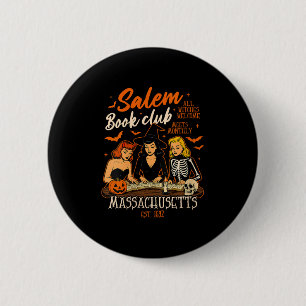 Badge Rond 5 Cm Womens Halloween Livre Lecture Sorcière Salem Livr
