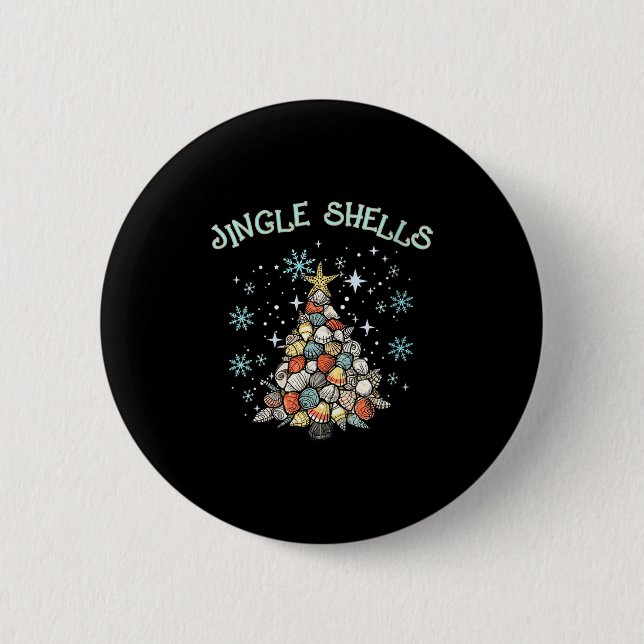 Badge Rond 5 Cm Womens Jingle Shells Christmas Tree Snowflakes Cel (Devant)