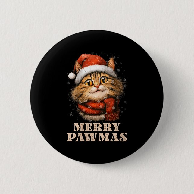 Badge Rond 5 Cm Womens Merry Pawmas Funny Santa Cat Christmas For  (Devant)