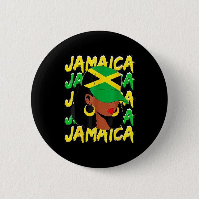 Badge Rond 5 Cm Womens Proud Jamaican Afro Black Woman Jamaica Fla (Devant)