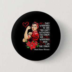 Badge Rond 5 Cm Womens Warrior I Wear Red To Combattre Heart Disea