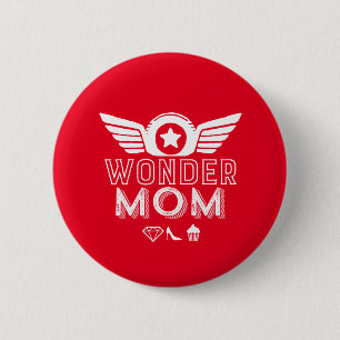 Badge Rond 5 Cm Wonder Maman Fête des mères cadeau Superhero Mama