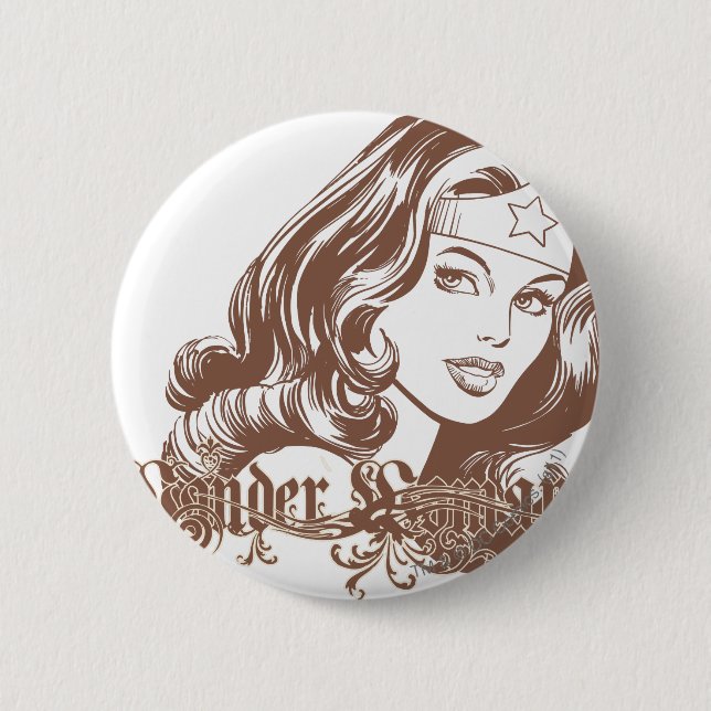 Badge Rond 5 Cm Wonder Woman Brown (Devant)
