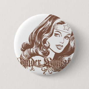 Badge Rond 5 Cm Wonder Woman Brown