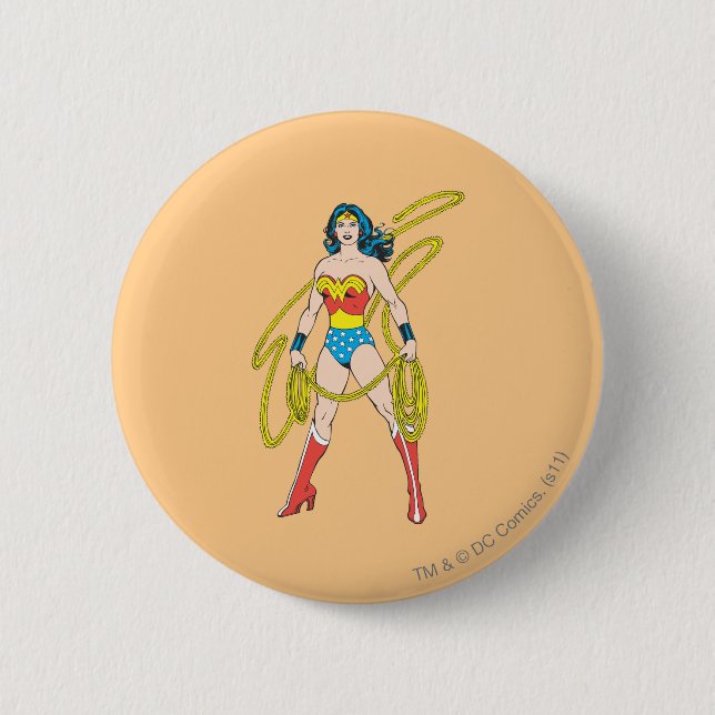 Badge Rond 5 Cm Wonder Woman détient Lasso 5 (Devant)