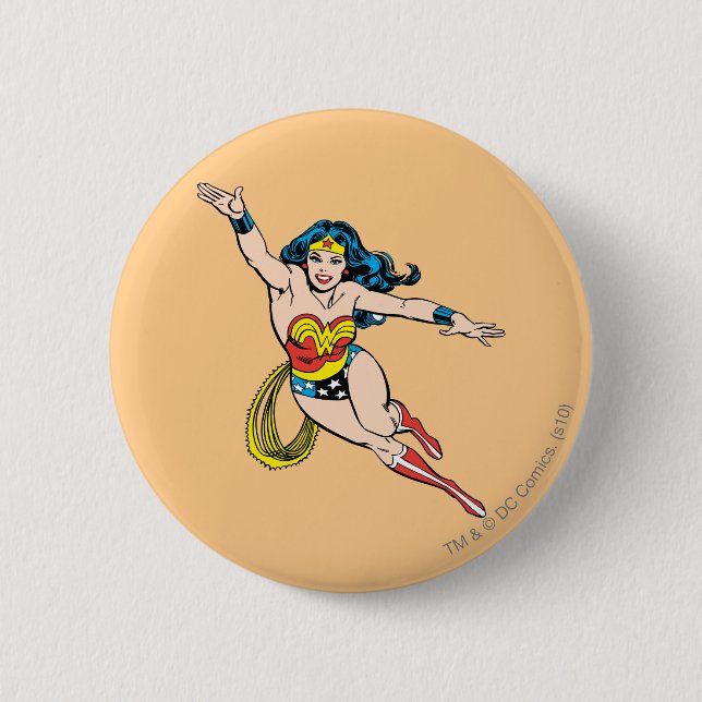 Badge Rond 5 Cm Wonder Woman Flying Forward (Devant)