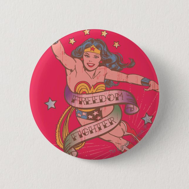 Badge Rond 5 Cm Wonder Woman Freedom Fighter (Devant)