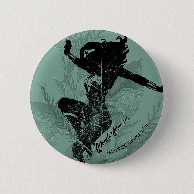 Badge Rond 5 Cm Wonder Woman Landing Foliage Graphic (Devant)
