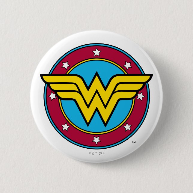 Badge Rond 5 Cm Wonder Woman | Logo Cercle & Etoiles (Devant)