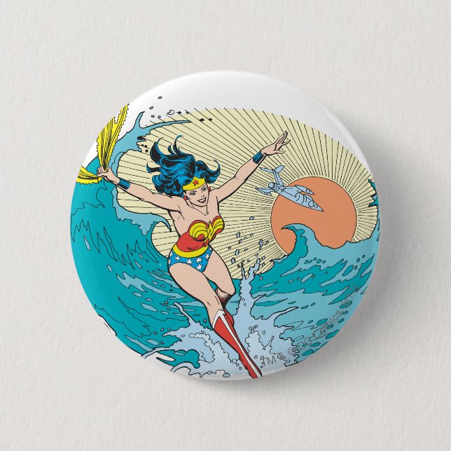 Badge Rond 5 Cm Wonder Woman Ocean Sky (Devant)