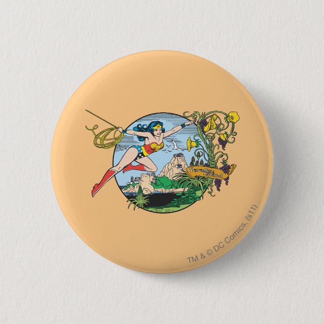 Badge Rond 5 Cm Wonder Woman Paradise Island (Devant)