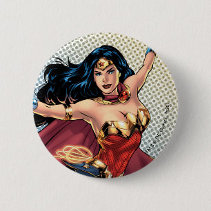 Badge Rond 5 Cm Wonder Woman Portant Cape
