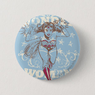 Badge Rond 5 Cm Wonder Woman Pow