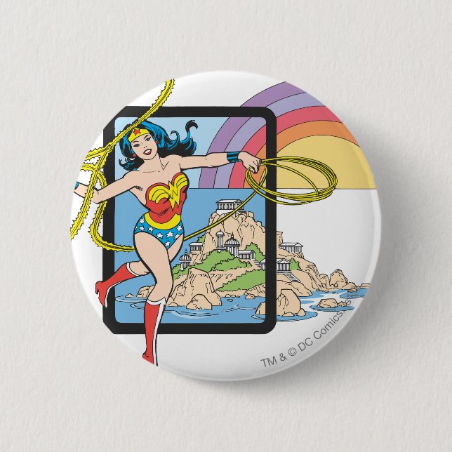 Badge Rond 5 Cm Wonder Woman Rainbow (Devant)